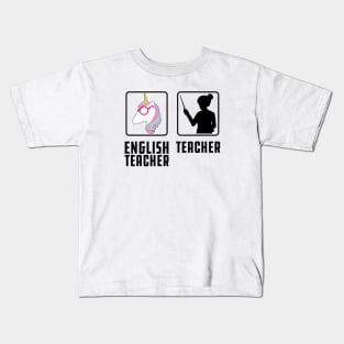 English Teacher Unicorn Kids T-Shirt